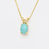Silver Turquoise Pendant - Natural Turquoise Necklace, Dainty Turquoise Pendant