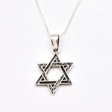 Star of David Pendant - Stylish Hexagram Necklace, Religious Silver Pendant made in 925 Sterling Silver. Ideal for everyday wear and perfect for birthday gifting and special occasions.