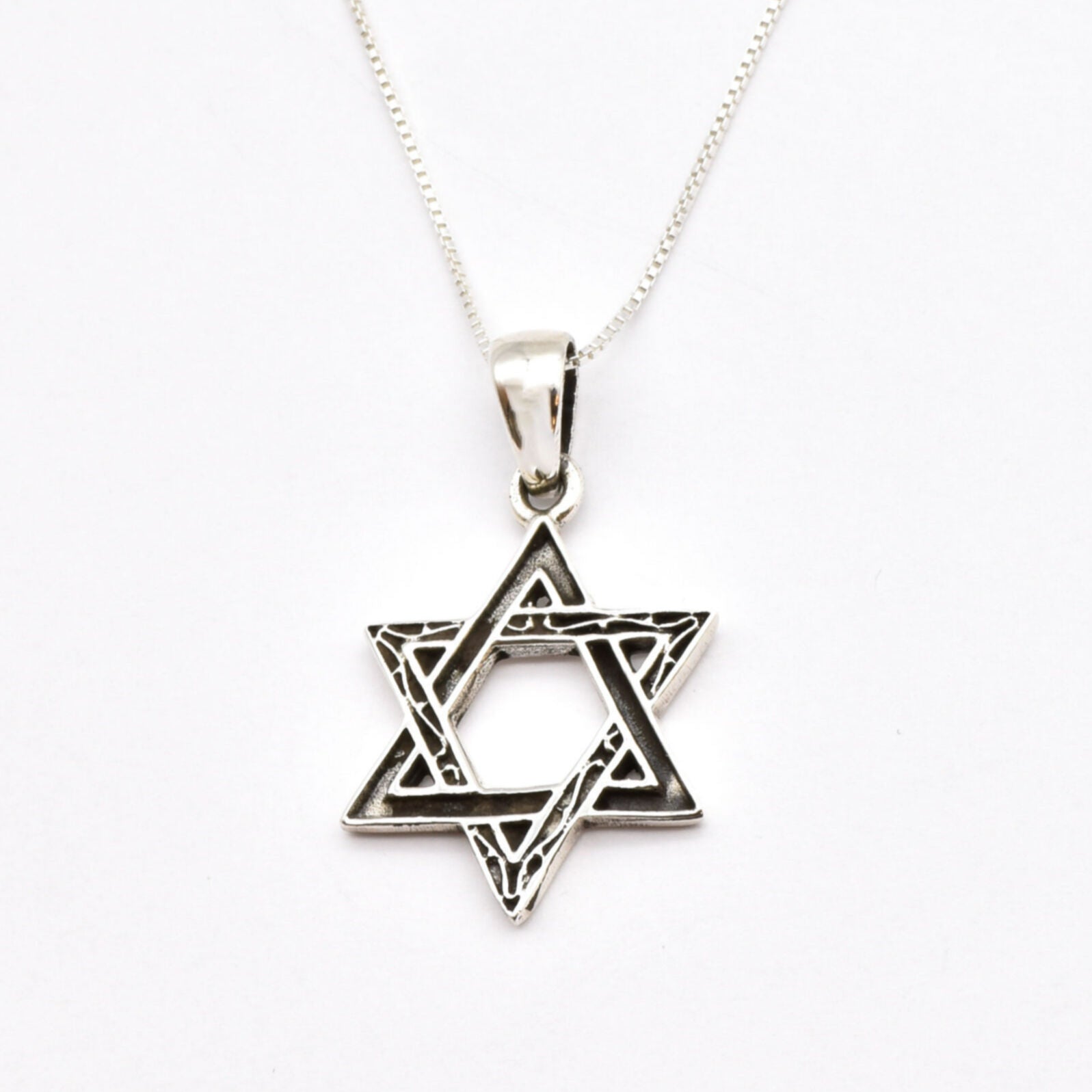 Star of David Pendant - Stylish Hexagram Necklace, Religious Silver Pendant made in 925 Sterling Silver. Ideal for everyday wear and perfect for birthday gifting and special occasions.