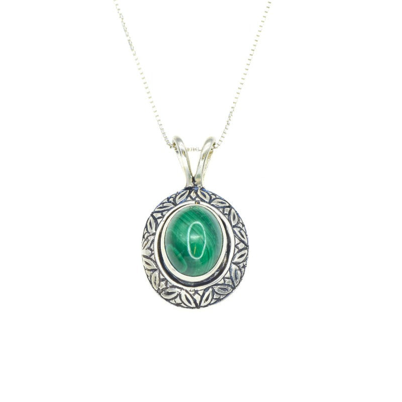 2901-P-0S-nMAL: Sterling Silver 925 Natural Malachite
