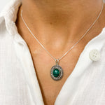 2901-P-0S-nMAL: Sterling Silver 925 Natural Malachite