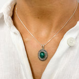 2901-P-0S-nMAL: Sterling Silver 925 Natural Malachite