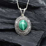2901-P-0S-nMAL: Sterling Silver 925 Natural Malachite