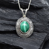 2901-P-0S-nMAL: Sterling Silver 925 Natural Malachite