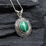 2901-P-0S-nMAL: Sterling Silver 925 Natural Malachite