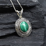 2901-P-0S-nMAL: Sterling Silver 925 Natural Malachite