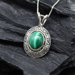 2901-P-0S-nMAL: Sterling Silver 925 Natural Malachite