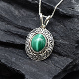 2901-P-0S-nMAL: Sterling Silver 925 Natural Malachite