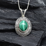 2901-P-0S-nMAL: Sterling Silver 925 Natural Malachite