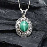 2901-P-0S-nMAL: Sterling Silver 925 Natural Malachite