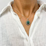 2901-P-0S-nMAL: Sterling Silver 925 Natural Malachite