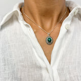 2901-P-0S-nMAL: Sterling Silver 925 Natural Malachite