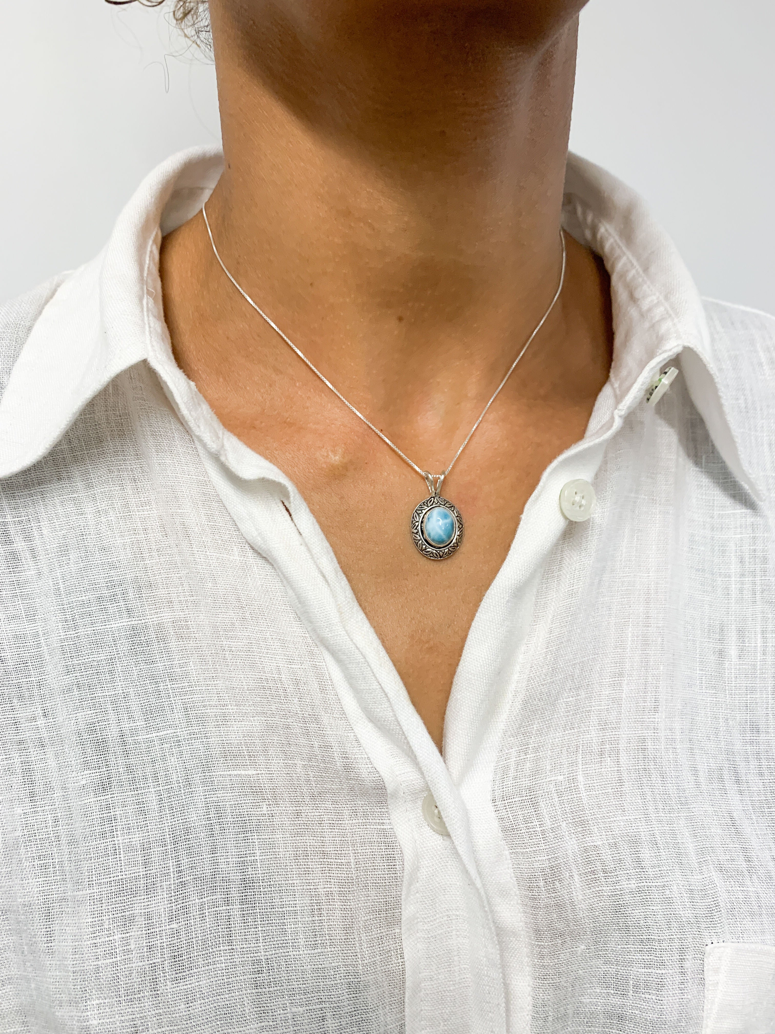 2901-P-0S-nLAR: Sterling Silver 925 Natural Larimar