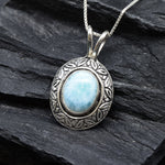 2901-P-0S-nLAR: Sterling Silver 925 Natural Larimar
