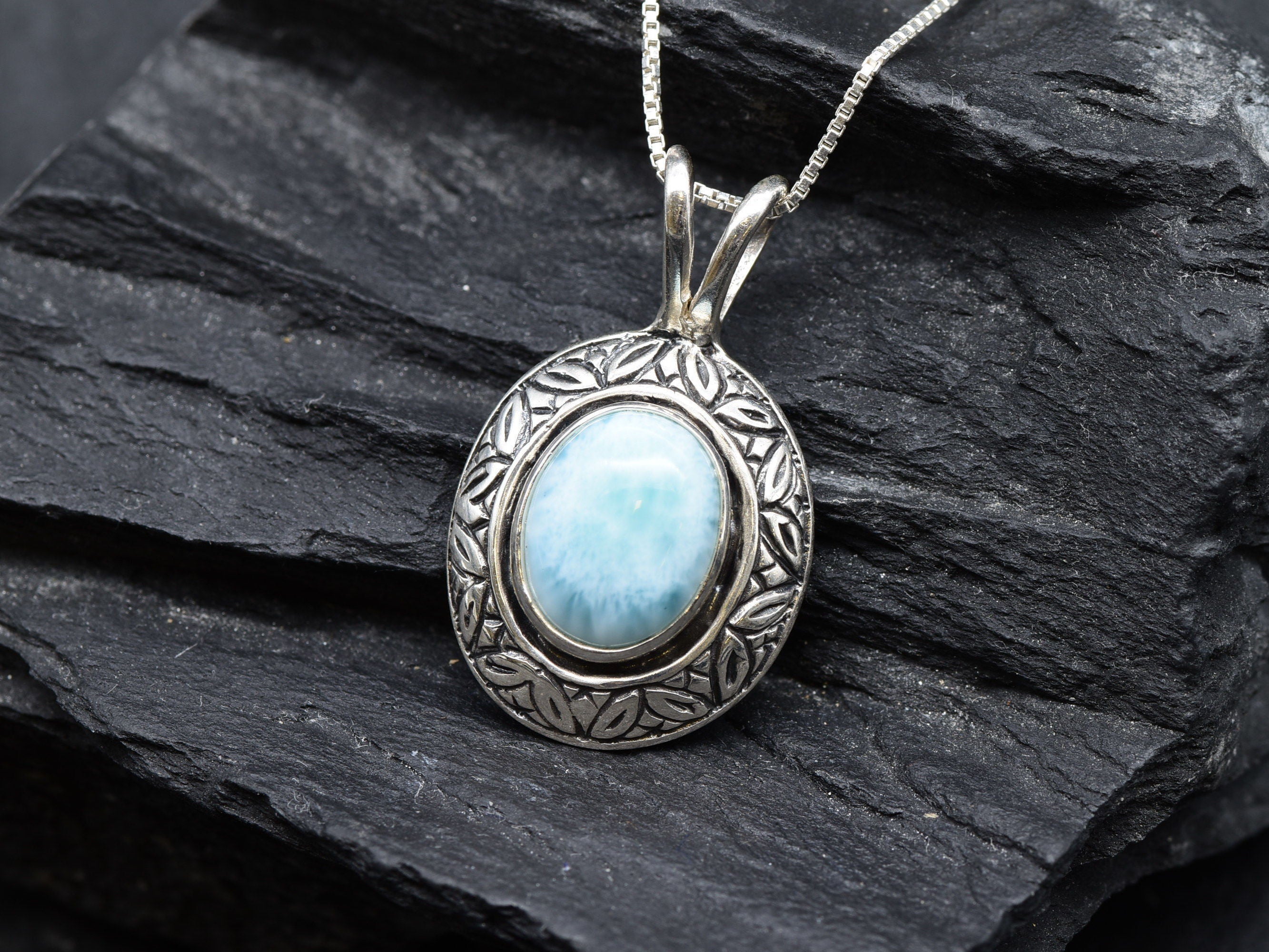 2901-P-0S-nLAR: Sterling Silver 925 Natural Larimar