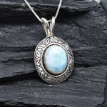 2901-P-0S-nLAR: Sterling Silver 925 Natural Larimar