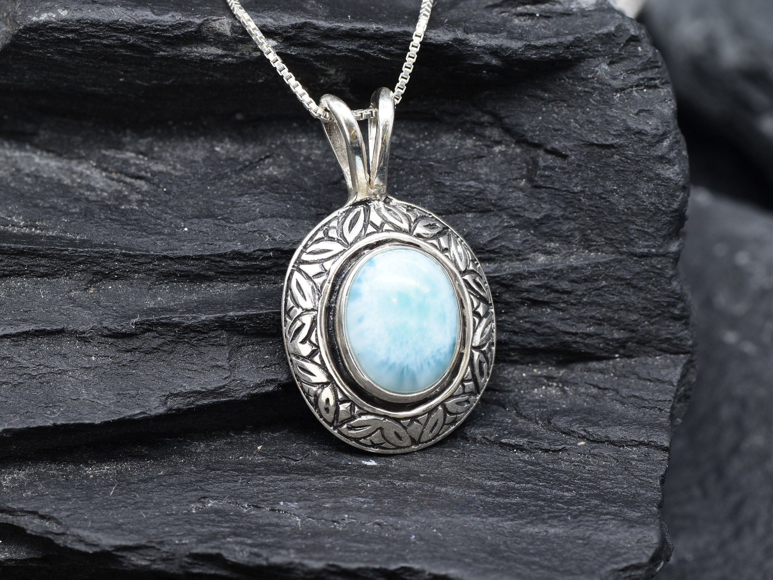 2901-P-0S-nLAR: Sterling Silver 925 Natural Larimar
