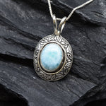 2901-P-0S-nLAR: Sterling Silver 925 Natural Larimar