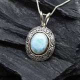 2901-P-0S-nLAR: Sterling Silver 925 Natural Larimar