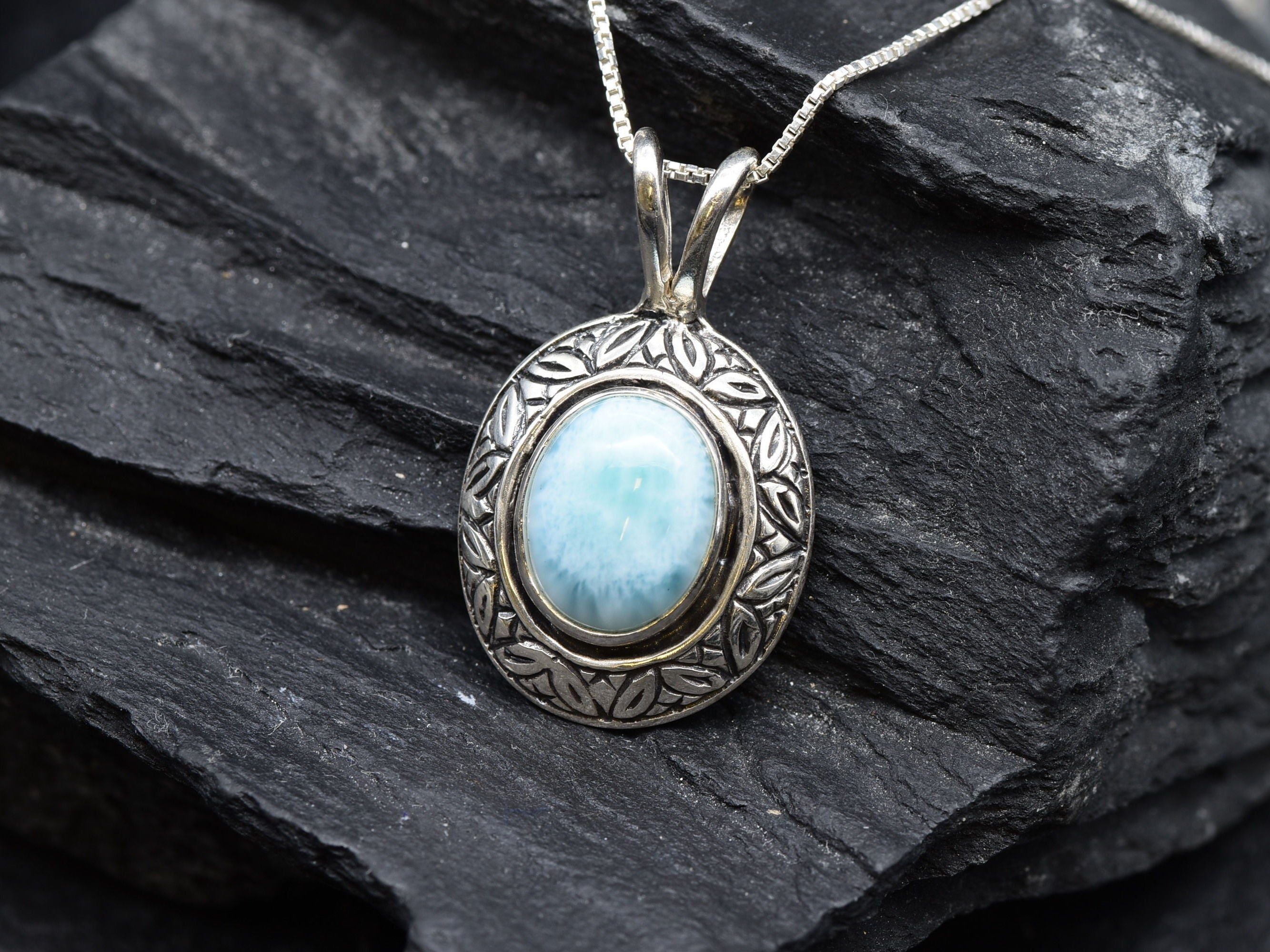 2901-P-0S-nLAR: Sterling Silver 925 Natural Larimar