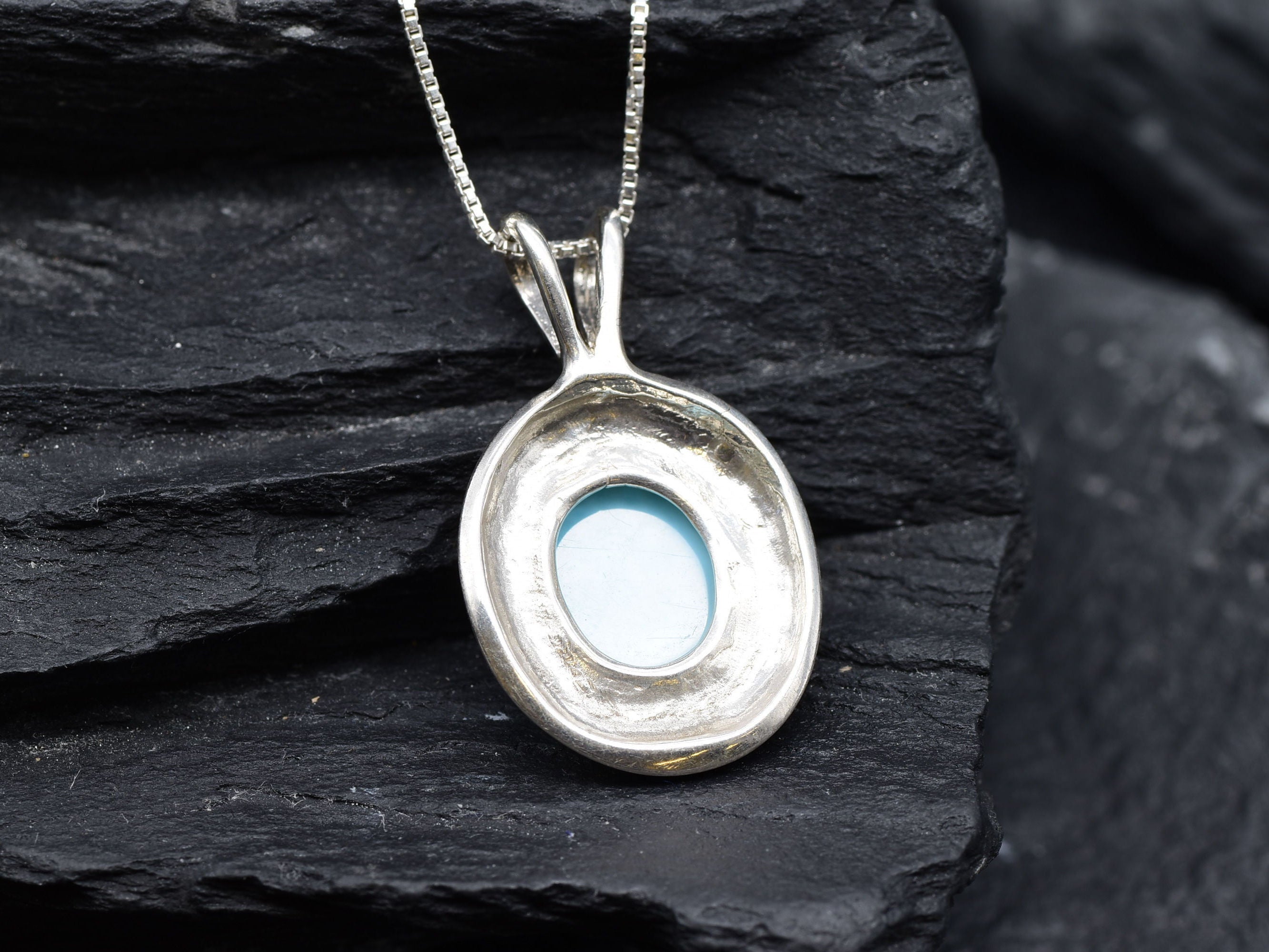2901-P-0S-nLAR: Sterling Silver 925 Natural Larimar