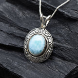 2901-P-0S-nLAR: Sterling Silver 925 Natural Larimar