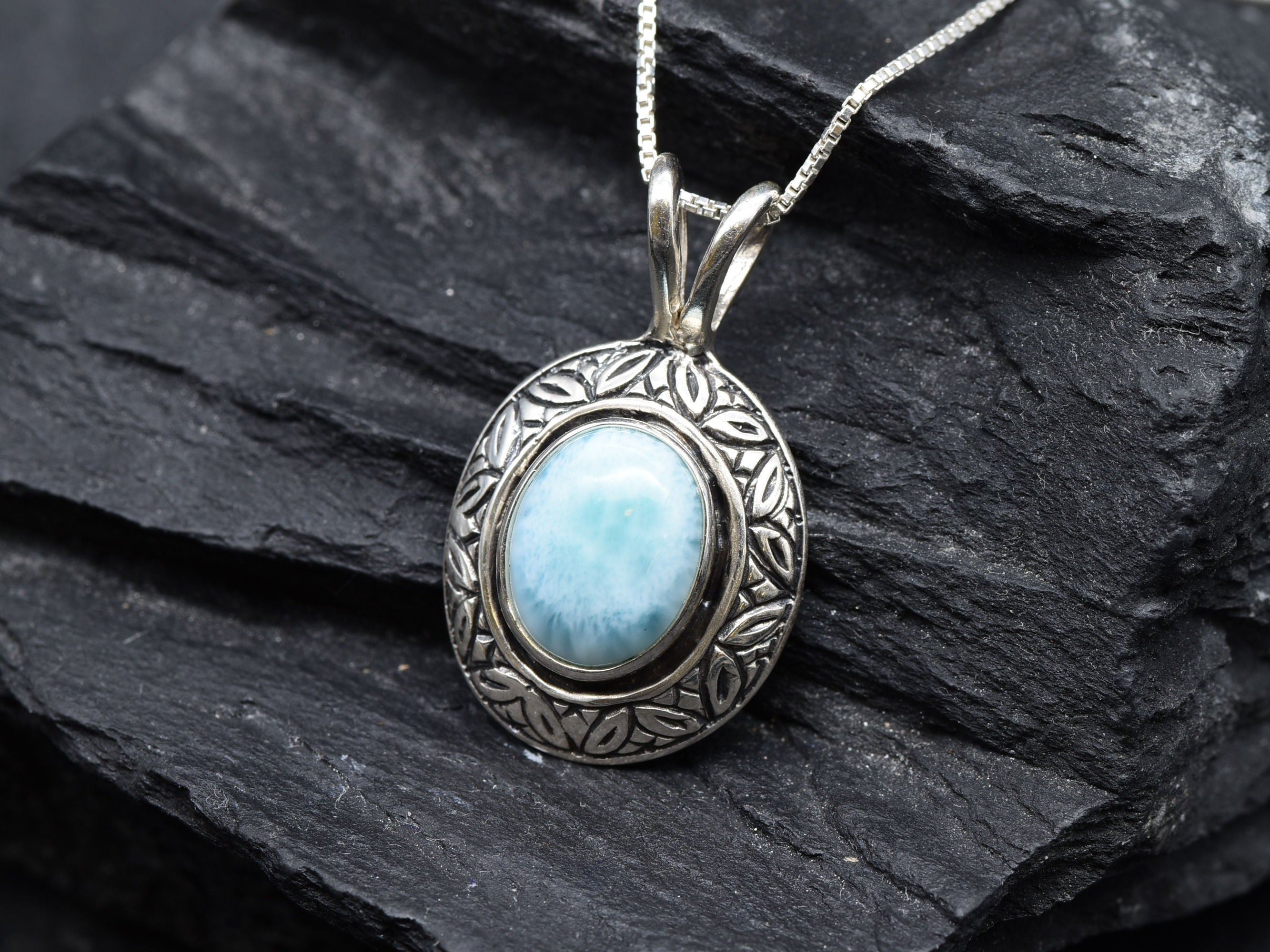 2901-P-0S-nLAR: Sterling Silver 925 Natural Larimar