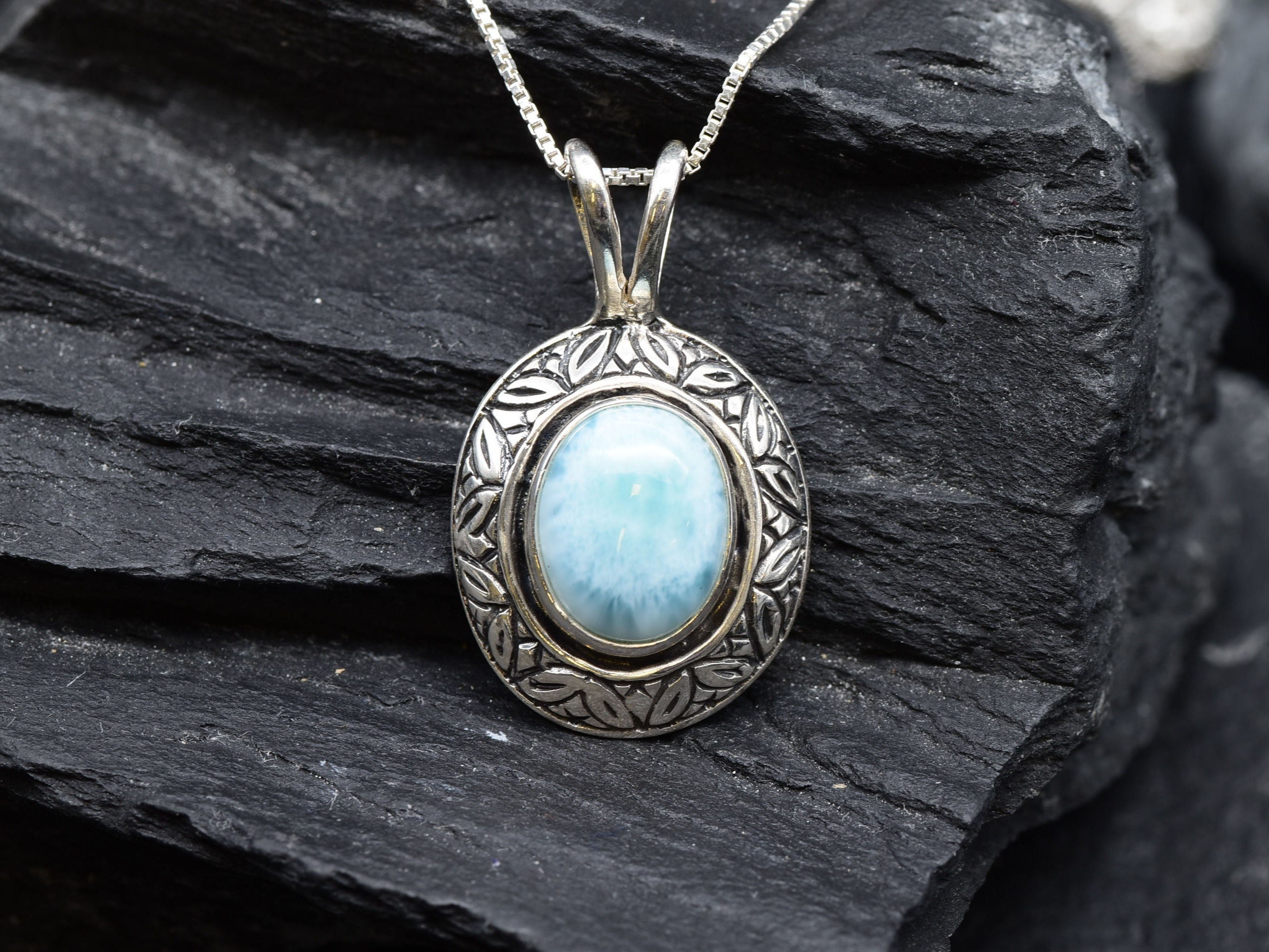 2901-P-0S-nLAR: Sterling Silver 925 Natural Larimar