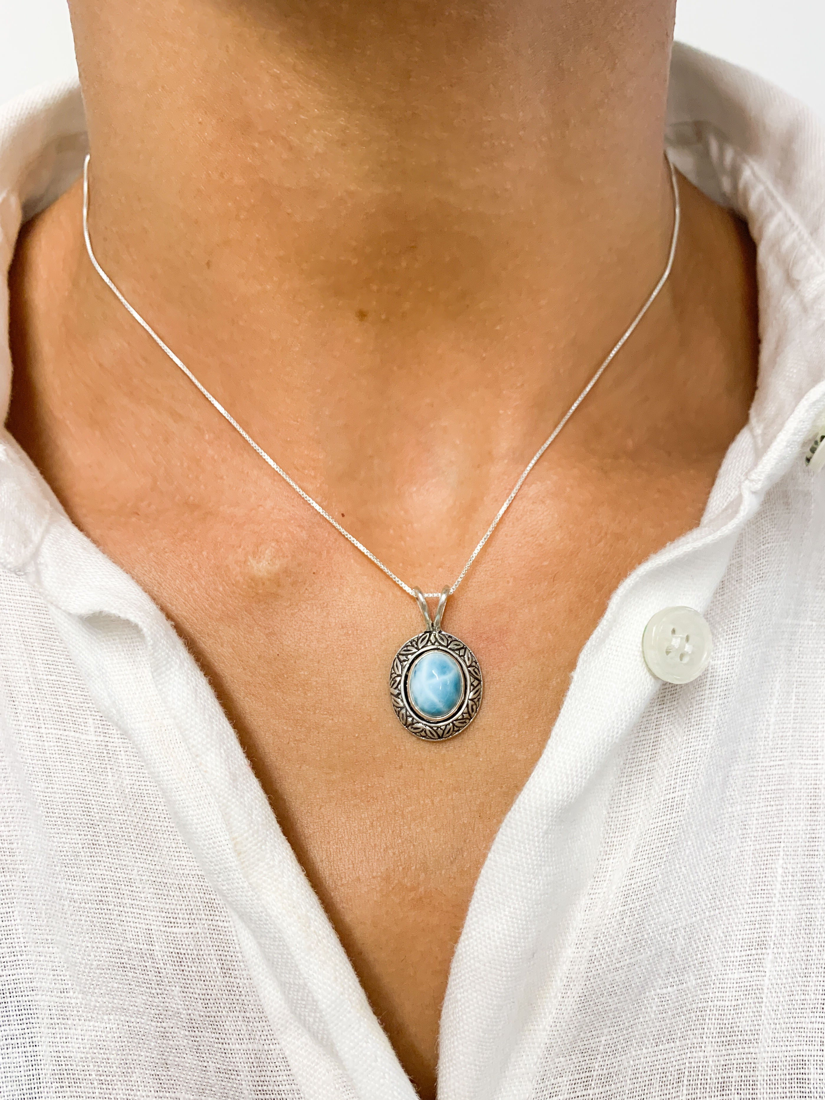 2901-P-0S-nLAR: Sterling Silver 925 Natural Larimar