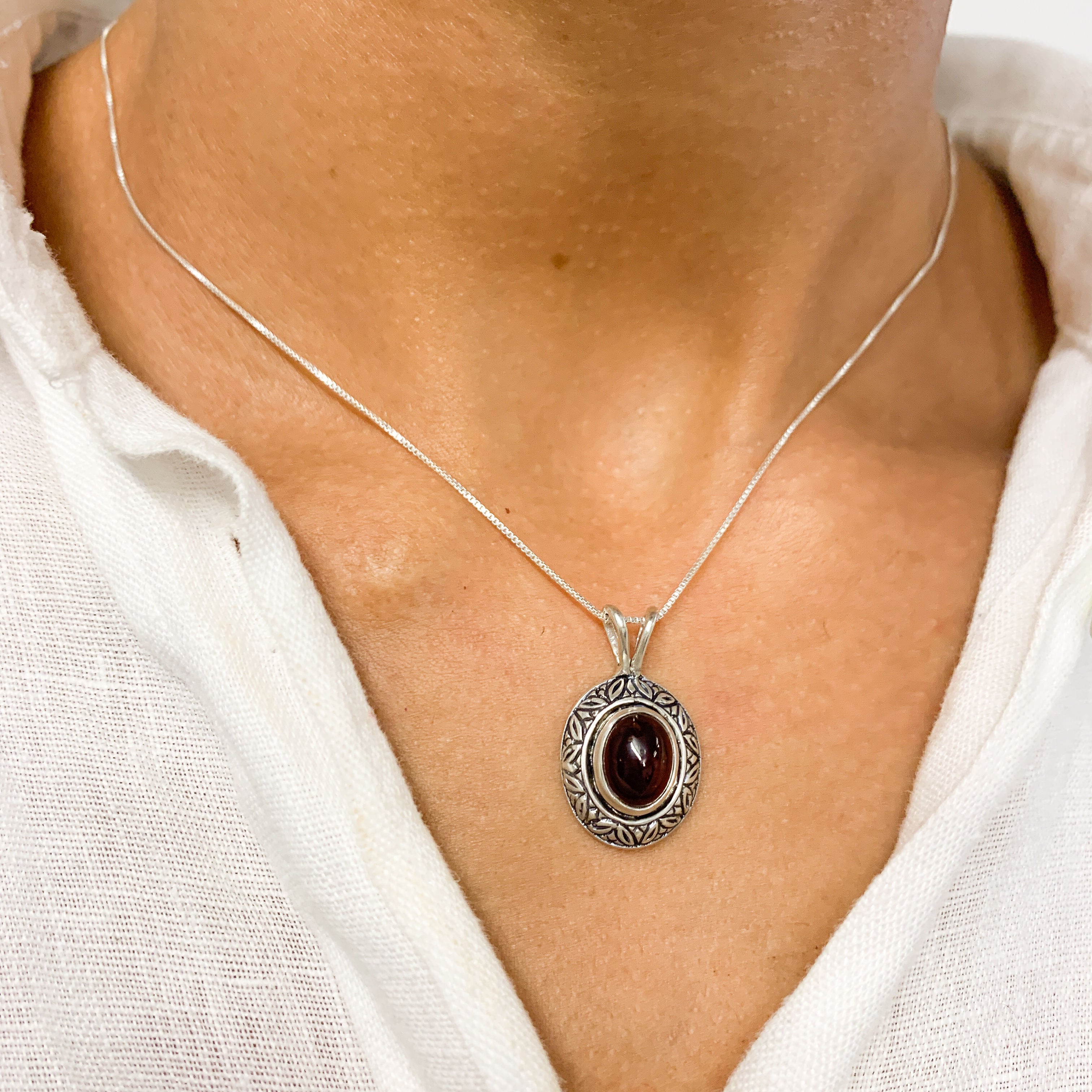 2901-P-0S-nGAR: Sterling Silver 925 Natural Garnet