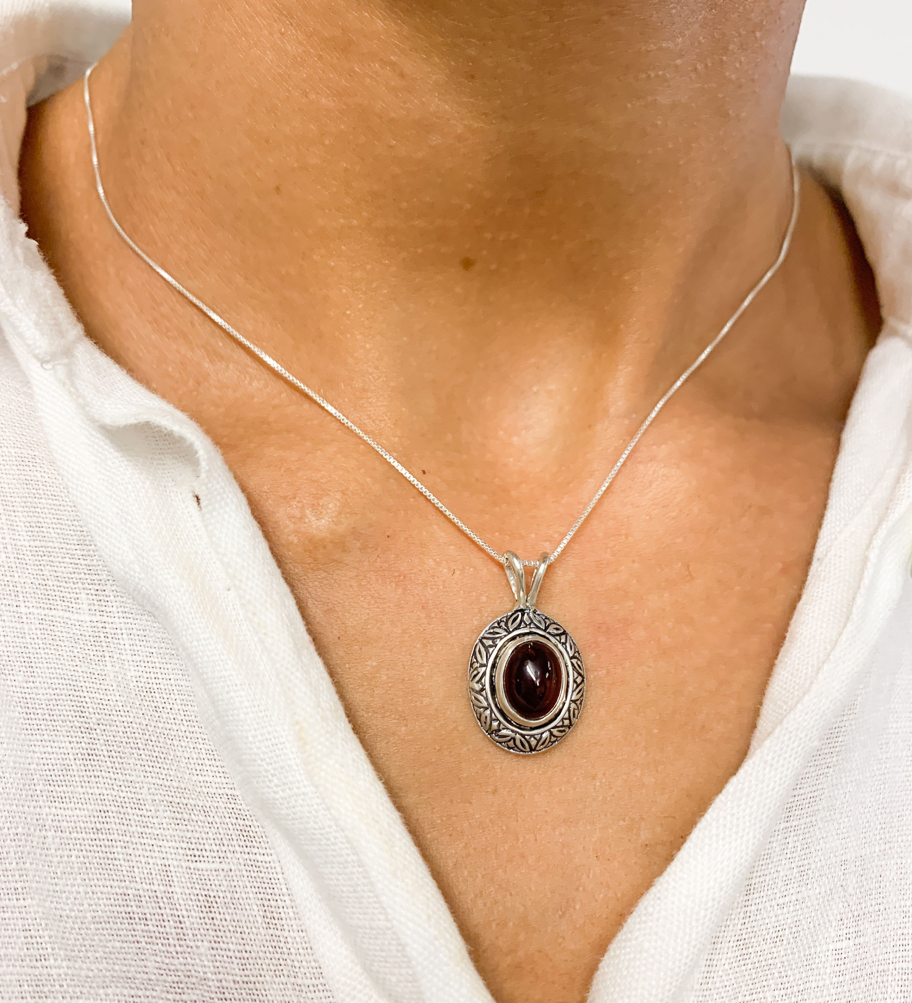 2901-P-0S-nGAR: Sterling Silver 925 Natural Garnet