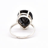 Black Teardrop Ring - Natural Onyx Ring, Large Statement Ring