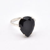 Gold Teardrop Ring - Natural Onyx, Large Statement Ring