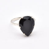 Black Teardrop Ring - Natural Onyx Ring, Large Statement Ring