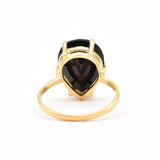 Gold Teardrop Ring - Natural Onyx, Large Statement Ring