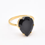 Black Teardrop Ring - Natural Onyx Ring, Large Statement Ring