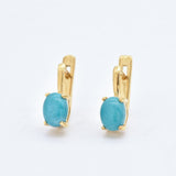 Natural Turquoise Earrings - Large Blue Studs, Oval Drop Earrings