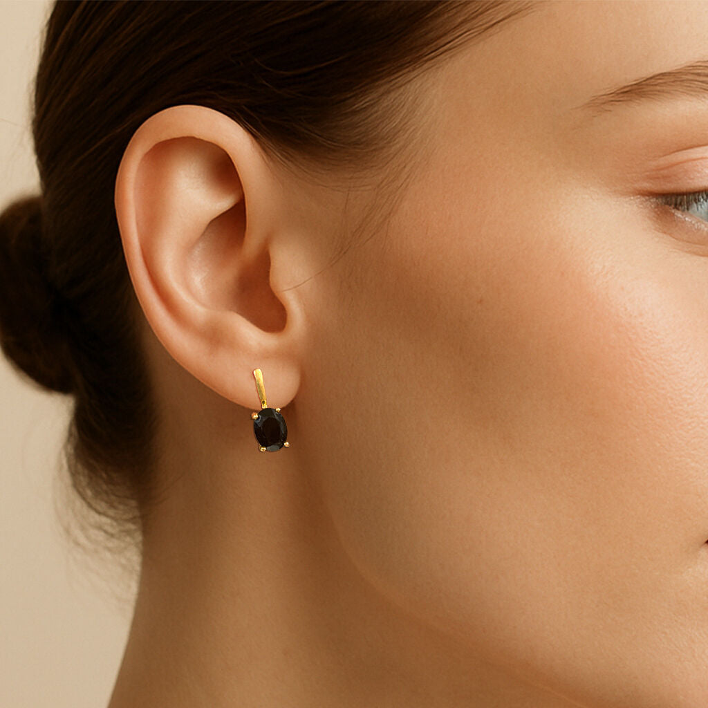 Gold Onyx Earrings - Natural Onyx Earrings, Black Onyx Earrings