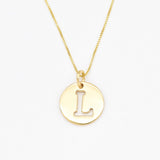 Letter L Silver Disc Pendant - Initial Necklace - Letter Disc Pendant