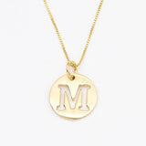 Letter M Silver Disc Pendant - Initial Necklace - Minimalist Letter Necklace