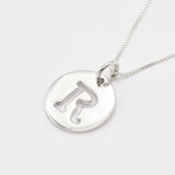 Letter R Pendant - Silver Disc Necklace, Alphabet Letter Pendant