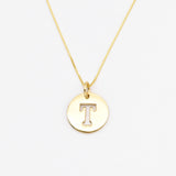 Letter T Pendant - Silver Disc Necklace, Alphabet Letter Pendant