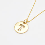 Letter T Gold Pendant - Round Letter Pendant - Gold Letter Pendant