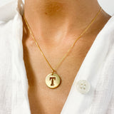 Letter T Gold Pendant - Round Letter Pendant - Gold Letter Pendant