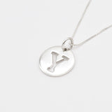 Letter Y Silver Disc Pendant - Initial Necklace - Cutout Letter Necklace