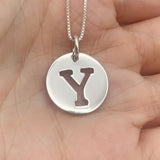 Letter Y Silver Disc Pendant - Initial Necklace - Cutout Letter Necklace