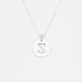 Letter Z Silver Disc Pendant - Initial Necklace, Letter Disc Pendant, Cutout Letter Necklace