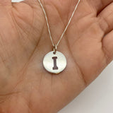 Letter I Silver Disc Pendant - Initial Necklace - Minimalist Letter Necklace