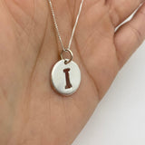 Letter I Silver Disc Pendant - Initial Necklace - Minimalist Letter Necklace