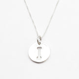 Letter I Silver Disc Pendant - Initial Necklace - Minimalist Letter Necklace